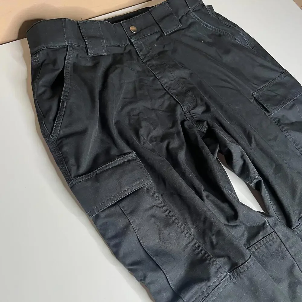 5.11 Tactical Cargo‎ Pants Black Men’s Large Ripstop Nylon Drawstring Hem Work